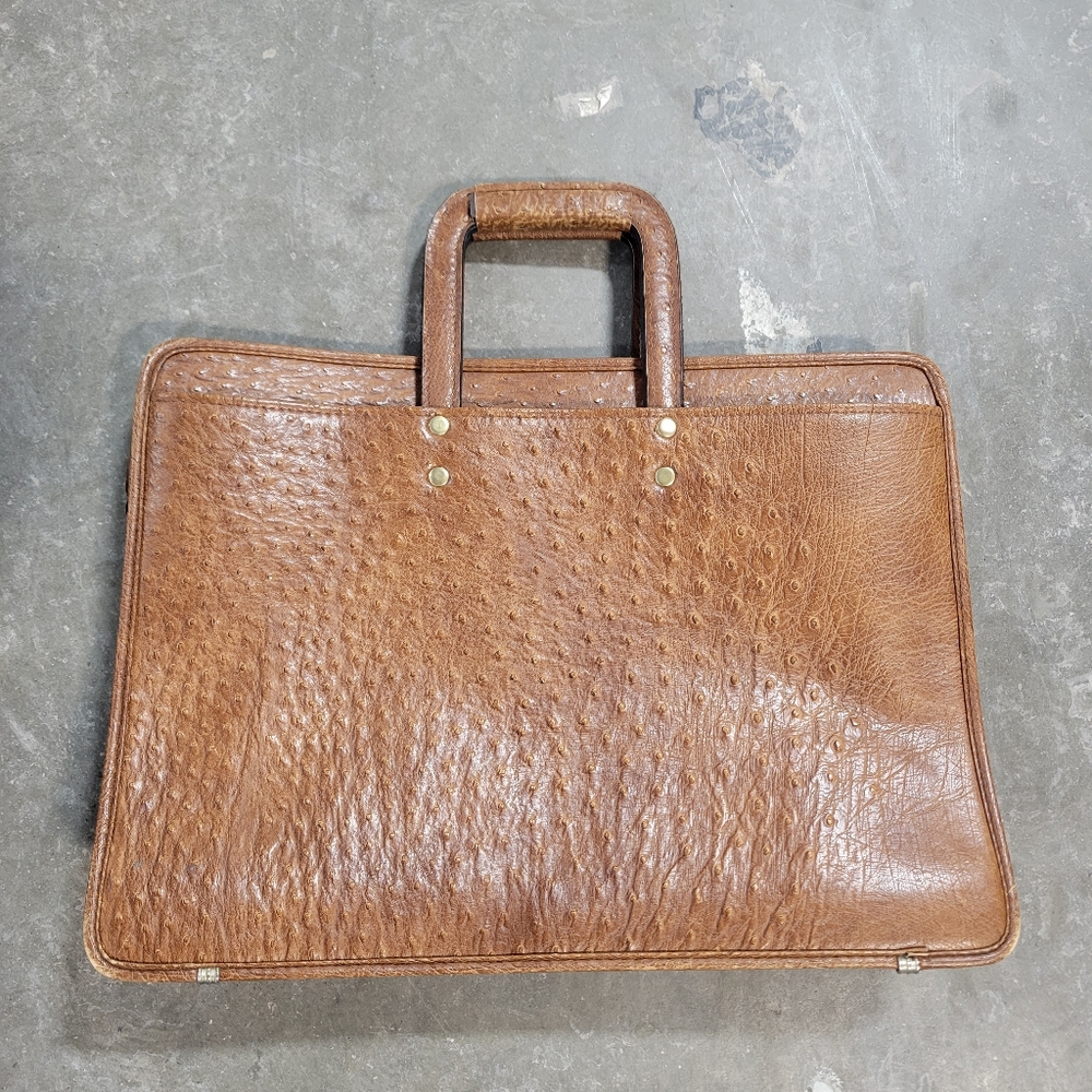 Vintage Solid Genuine OSTRICH learher Briefcase